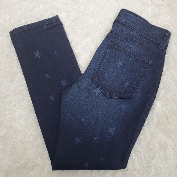 NYDJ Sheri Skinny Ventura Denim Blue Jean Dark Wash Factory Fading Star Print 6P - Picture 14 of 15